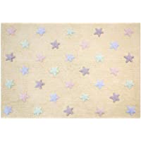 Lorena Canals Tricolor Estrellas Lavable Alfombra- algodón- Vainilla- 120 x 160 x 30 cm